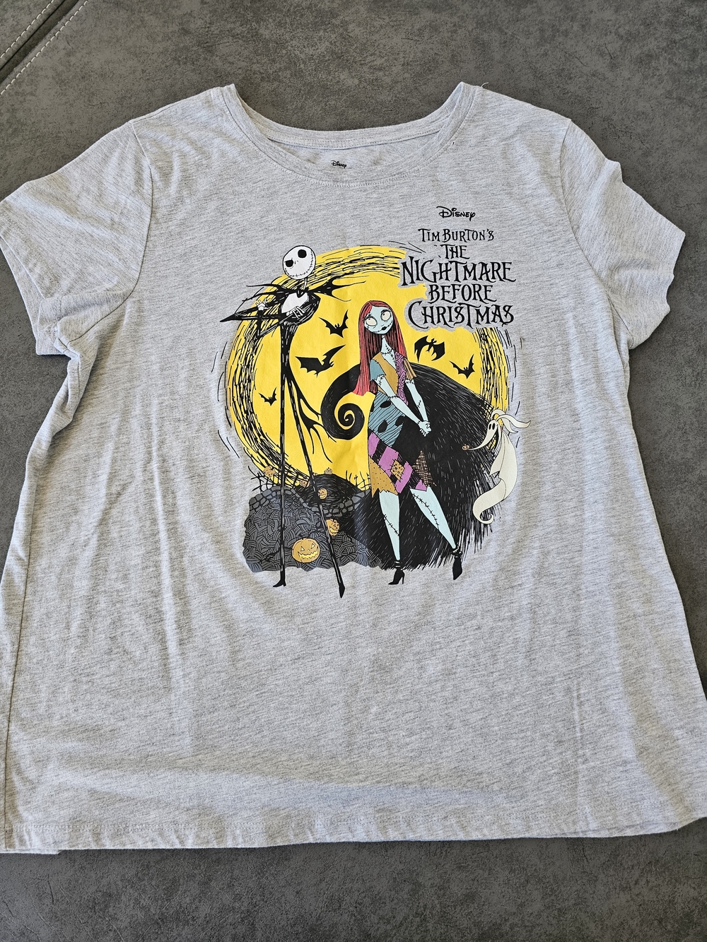 The Nightmare Before Christmas Graphic Tee - Gray with Yellow Artwork XL